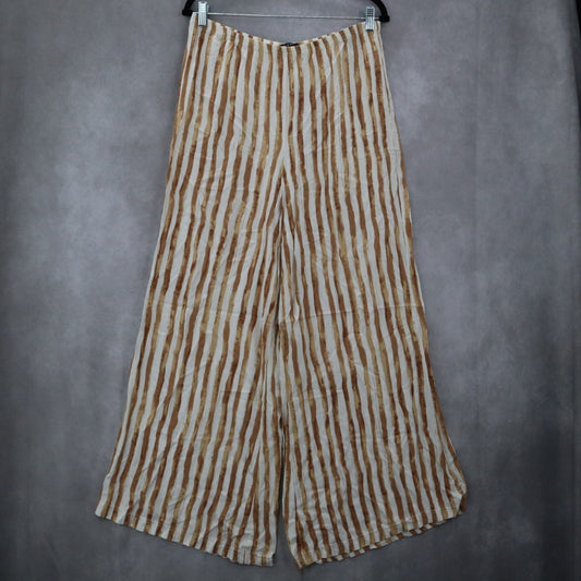 Zac & Rachel Yellow Stripe Pull On Wide Leg Boho Comfy Trouser Pants Large