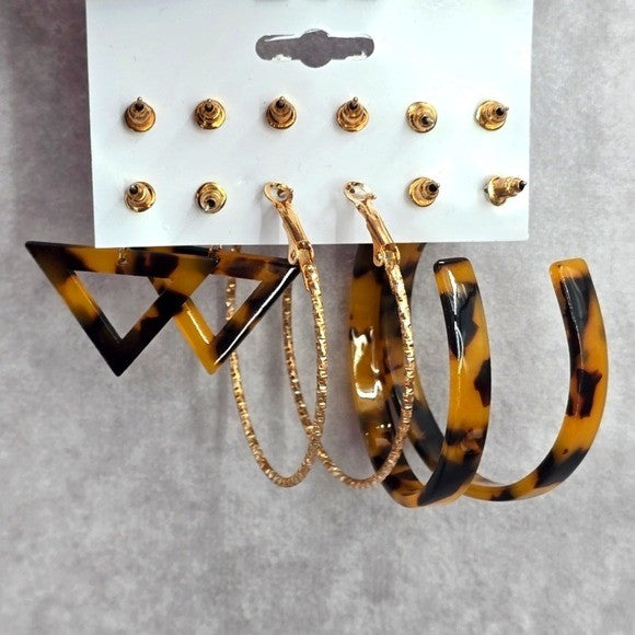 Brown Gold Hoop Stud Dangle Large Earrings Boho Retro Fashion Jewelry JB2-45