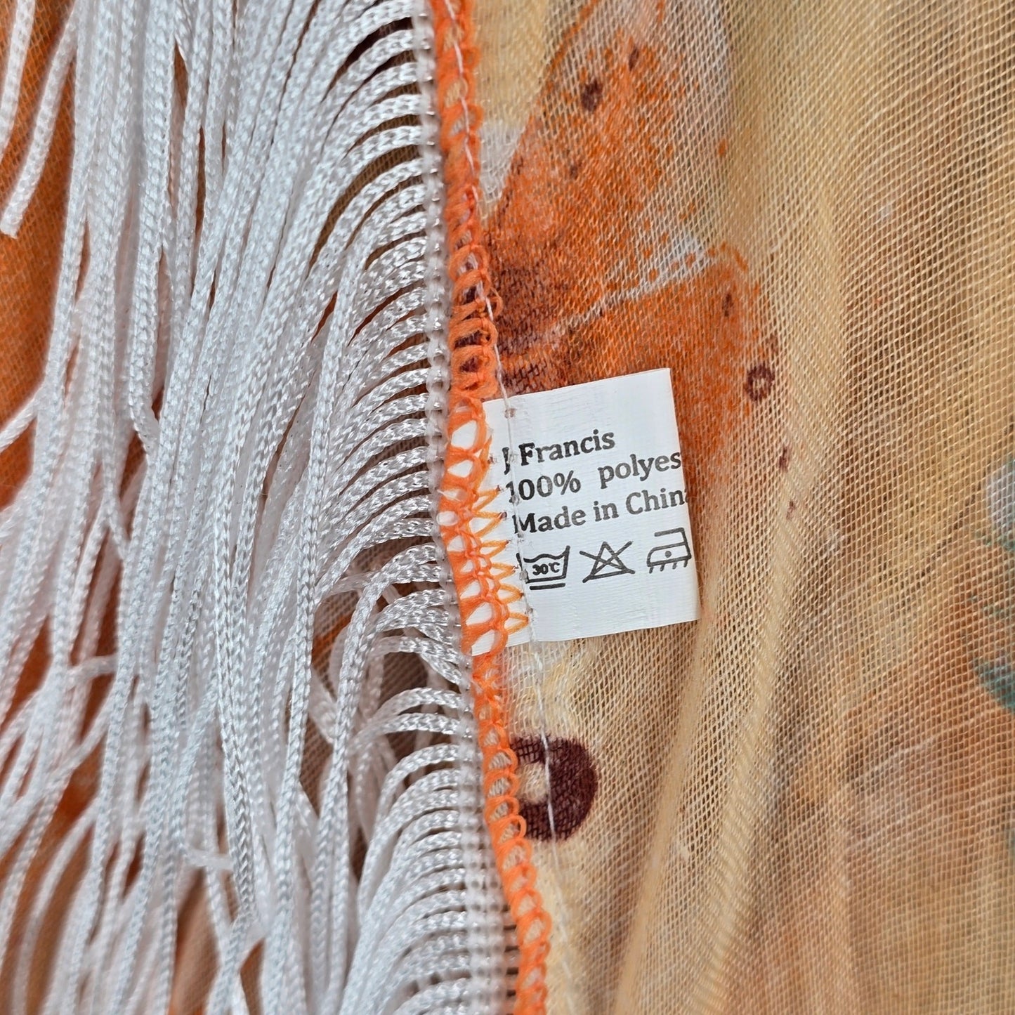 Orange Butterfly Long Open Fringe Boho Beach Swim Cover Up Duster Kimono OS