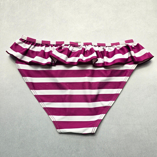 Purple Stripe Ruffle Swim Beach Cheeky Flirty Boho Bikini Bottom S Small