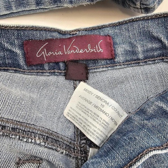 Gloria Vanderbilt Blue Straight Classic Leg Denim Pants Jeans 10