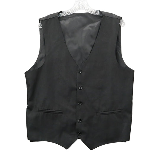 Black 5 Button Welt Pocket Point Waistcoat Formal Preppy Tuxedo Suit Vest L 44R