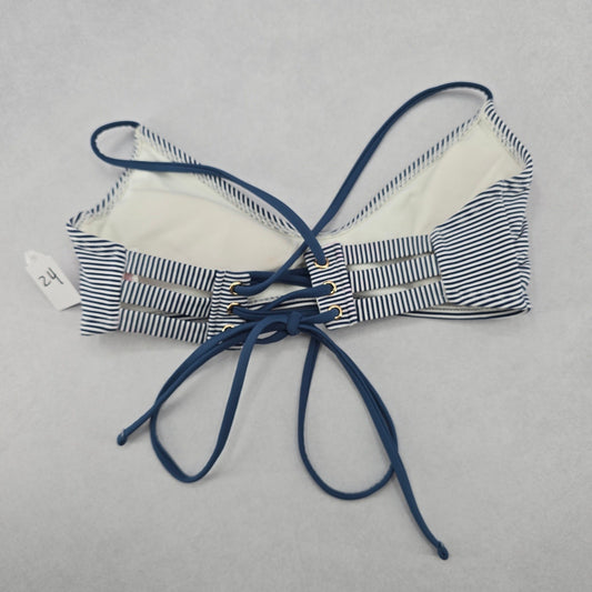 Xhilaration Blue Stripe Crisscross Padded Tie Bikini Bralette Swim Top S Small