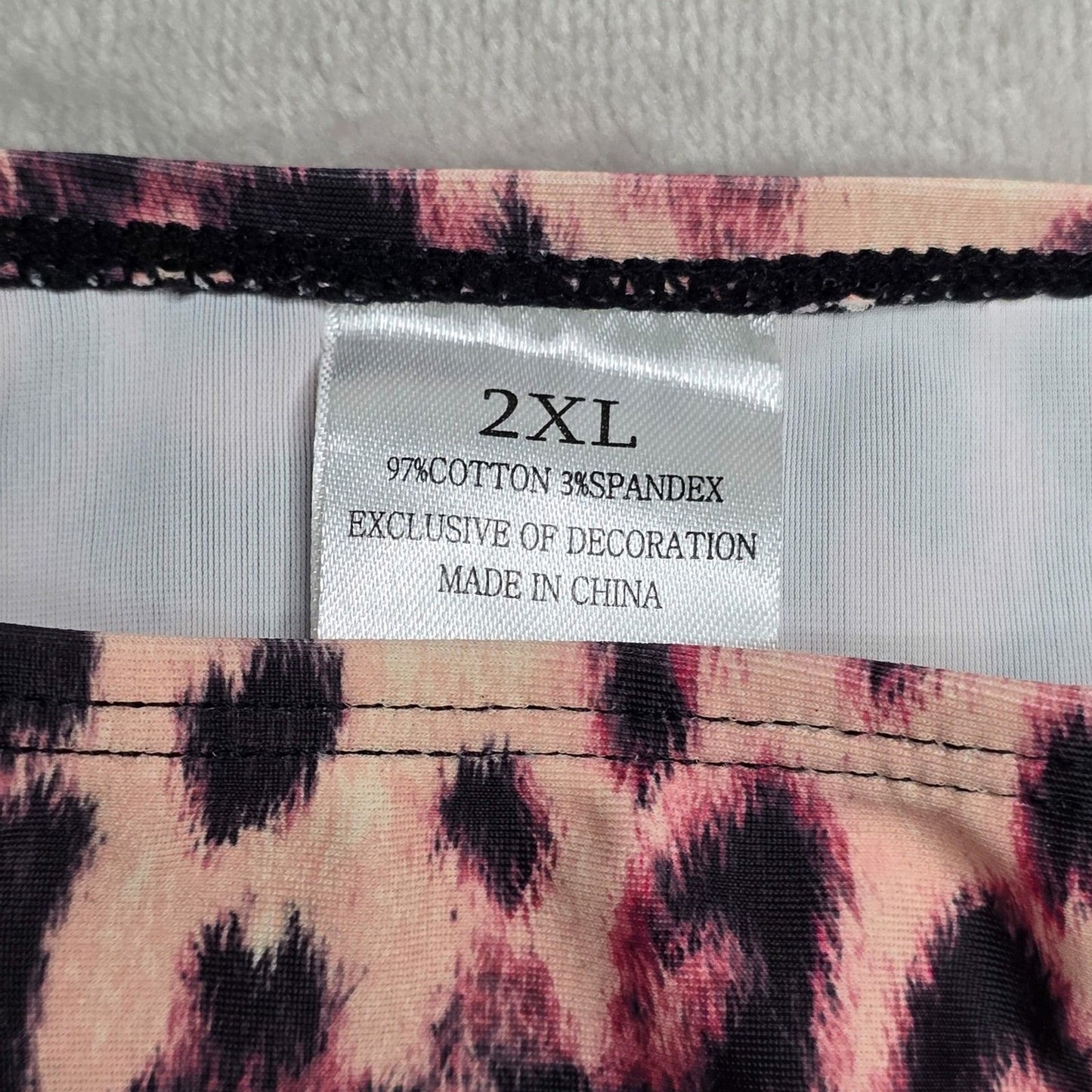 Shein Black Brown Printed Bikini Bottom High Rise Swimsuit Swimwear Size 2XL