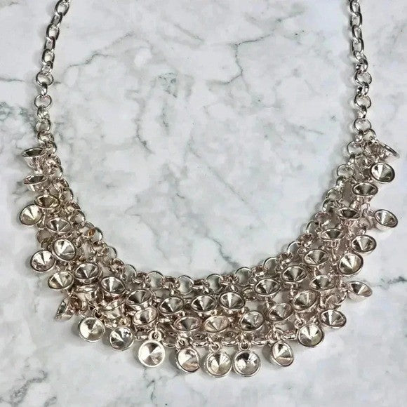 Silver Chain Link Layer Statement Boho Retro Fashion Jewelry Necklace