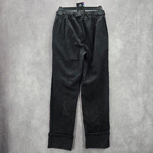 Diane Gilman Black Pull On Straight Classic Elastic Denim Pants Jean M Medium