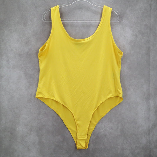Rouge Collection Yellow Stretch Bodysuit Swim One Piece Bathing Suit Plus 3X