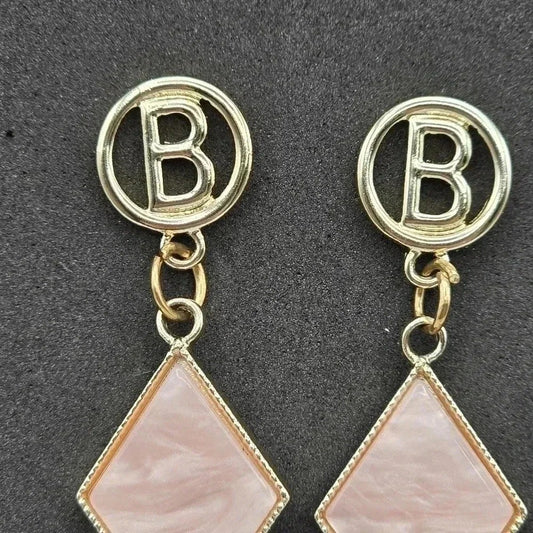Pink B Gold Diamond Dangle Stud Hook Boho Retro Earrings Fashion Jewelry E32