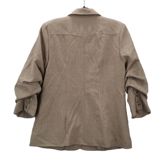 Democracy Tan Ruched Sleeve Business Casual Peak Suit Jacket Coat Blazer Medium