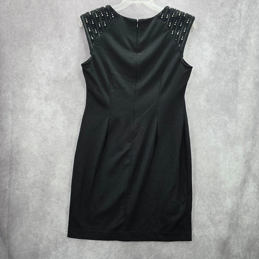 Calvin Klein Black Silver Beaded Knee Length Stretchy Dress Large 12