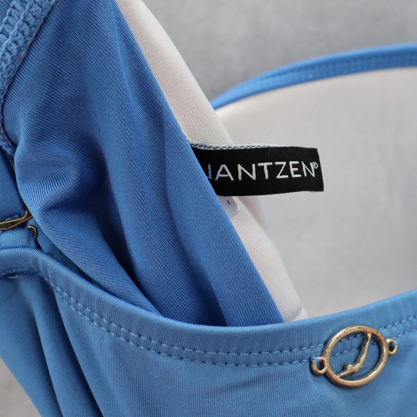 Jantzen Blue Padded Swim Active Sports Bra Flirty Bow Beach Tankini Top M Medium