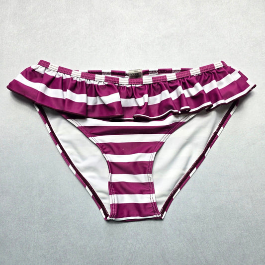 Purple Stripe Ruffle Swim Beach Cheeky Flirty Boho Bikini Bottom S Small