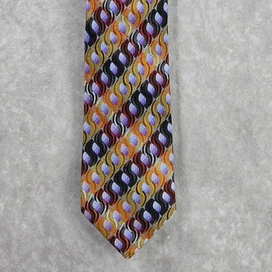 John W. Nordstrom Brown Purple Geometric 100% Silk Italy Men's Neck Tie