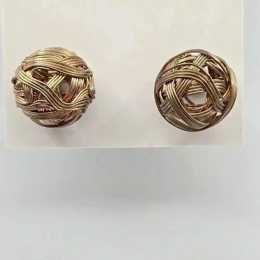 Copper Spiral Stud Ball Earrings Fashion Jewelry E53