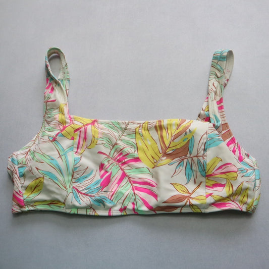 No Boundaries Pink Floral Boho Swim Sports Bra Beach Bralette Bikini Top L Large