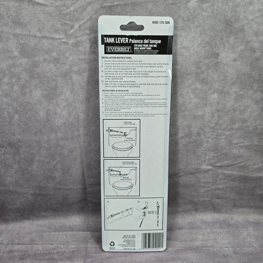 Everbilt Universal Toilet Tank Lever Plastic Handle Arm White Front Angle Mount