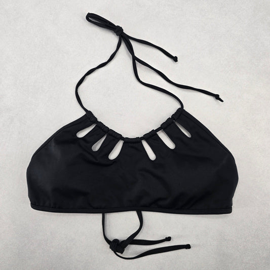 LA Hearts Black Cutout Tie Padded Swim Sports Bra Beach Bikini Top M Medium
