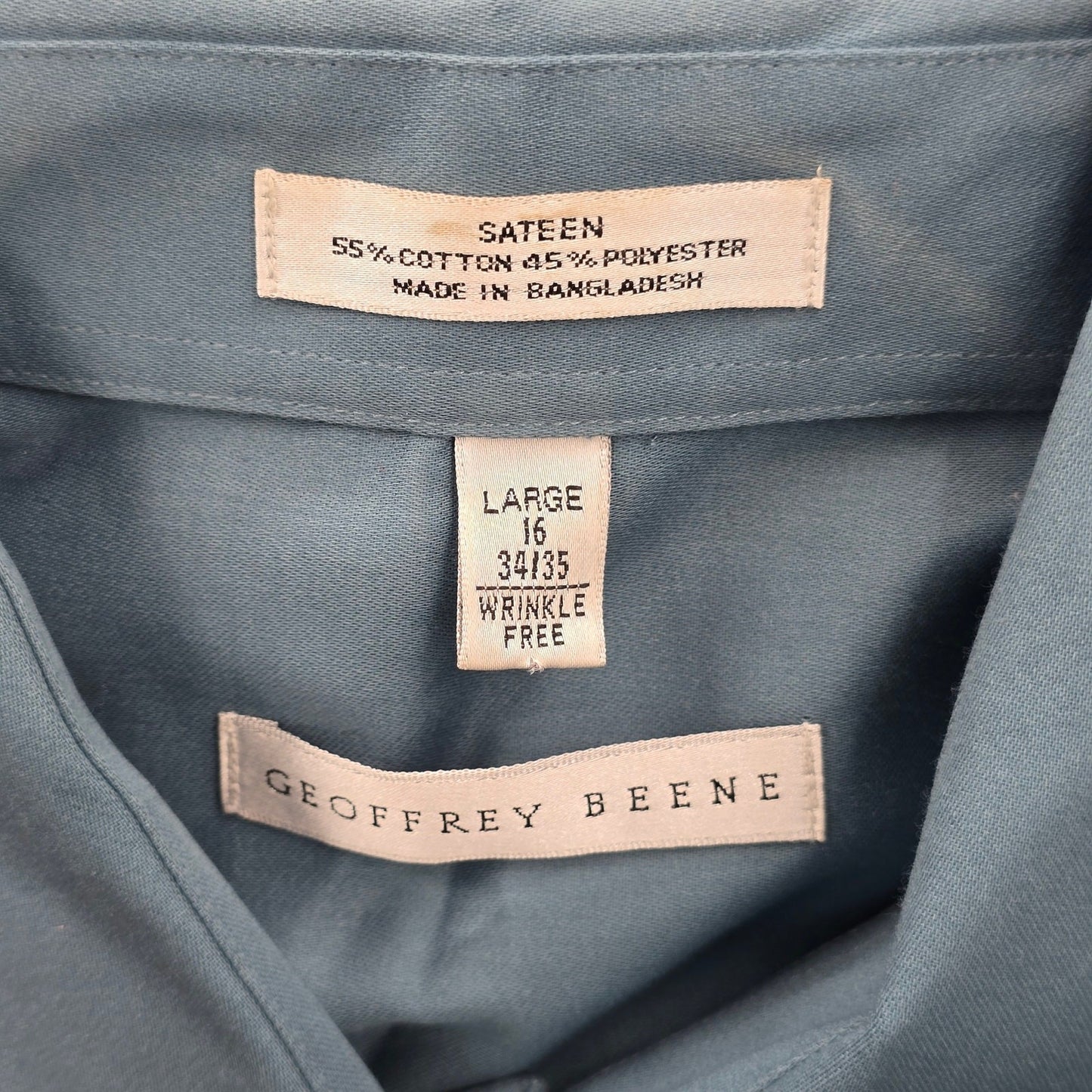 Geoffrey Beene Blue Mens Button Down Long Sleeve Preppy Dress Shirt Large