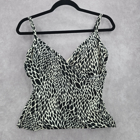St John's Bay Black Floral Tank Top Padded Tankini Swimwear 12 Large
