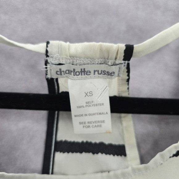 Charlotte Russe Striped Black White Cutout Short Flare Dress Extra Small XS