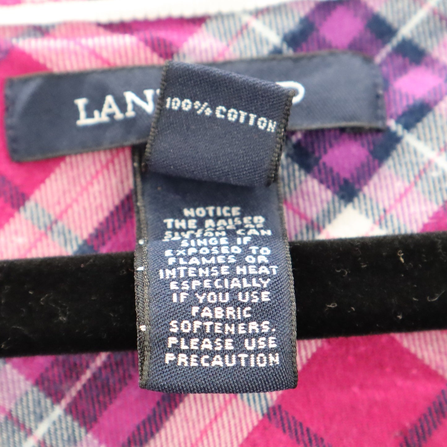 Lands' End Plaid Tunic Shirt Pink Casual Flannel Preppy Long Sleeve Plus 18W