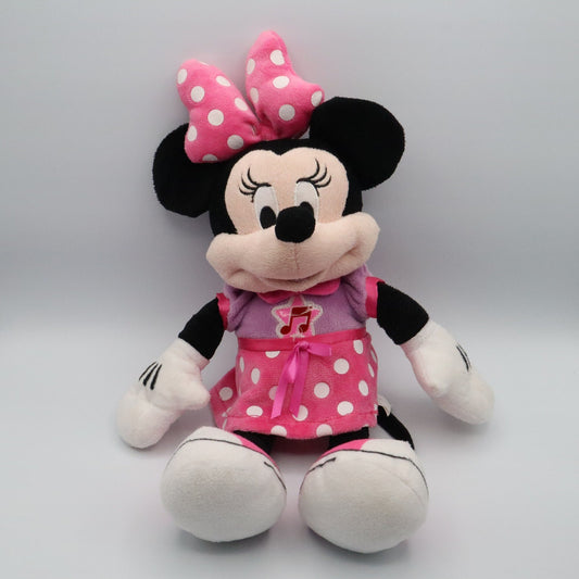 Disney Minnie Mouse Plush Doll 15" Pink Polka Dot Dress Bow Stuffed Toy Gift
