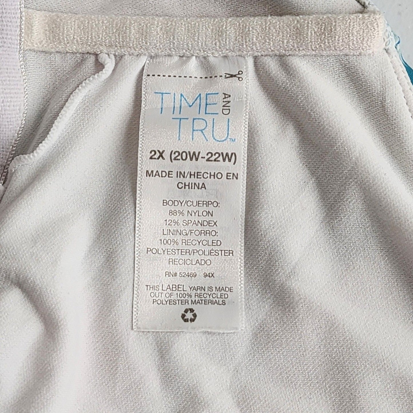 Time and Tru Tankini Top Swim Suit Bathing Plus Size Swimsuit Flower Print 2X
