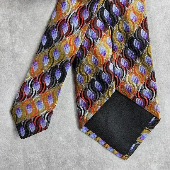 John W. Nordstrom Brown Purple Geometric 100% Silk Italy Men's Neck Tie