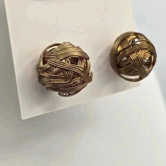Copper Spiral Stud Ball Earrings Fashion Jewelry E53