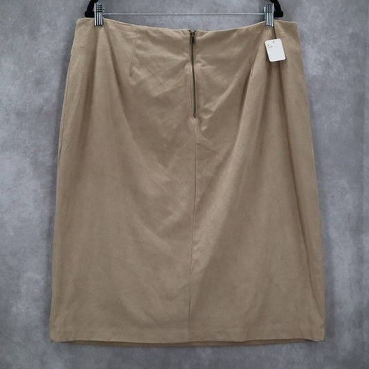 Cato Tan Pencil Buckle Faux Suede Western Zip Stretch Knee Length Skirt Plus 18W
