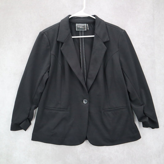 Christian Siriano Black Ruche Sleeves Notch Suit Coat Jacket Blazer Extra Large