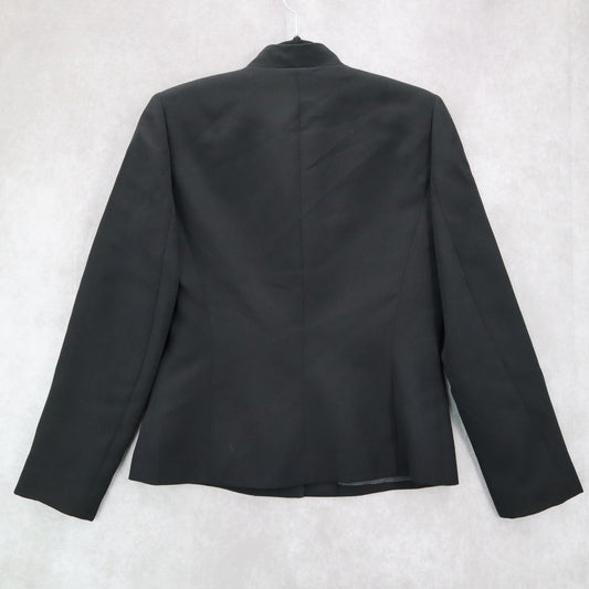 Kasper Black Embroidered Floral Mandarin Blazers Jackets Coats Business Formal 6