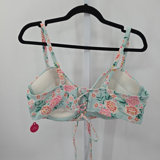Xhilaration Blue Floral Padded Underwire Adjustable Strap Bikini Bra Size 22W