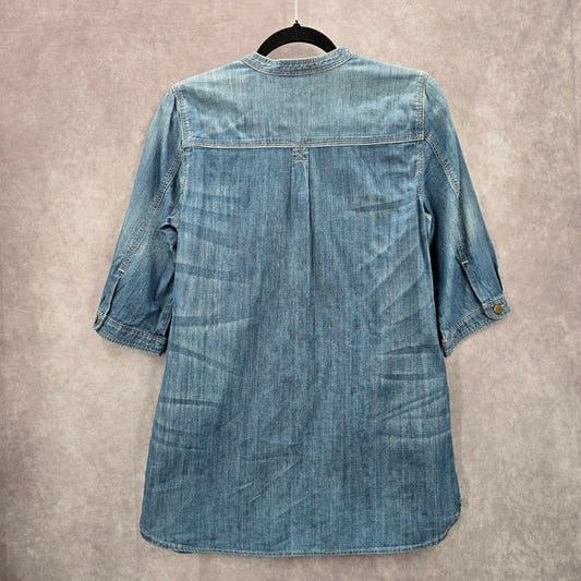 Gap Blue Demin Jeans Cotton Western Shirt Short Sleeve Top Small