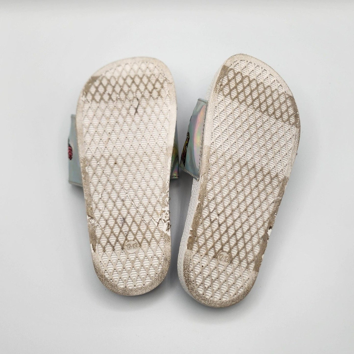 Disney Parks Holographic "I am Unstoppable" Girls Slide Sandals Size 12-13
