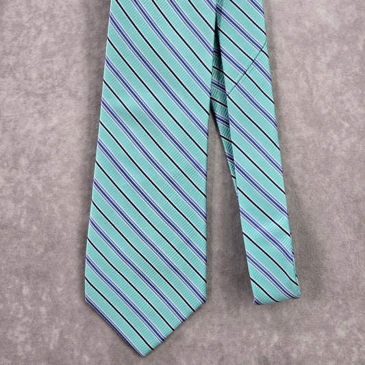 Saddlebred Blue Stripe Repp Geometric Executive 100% Silk Men's Neck Tie