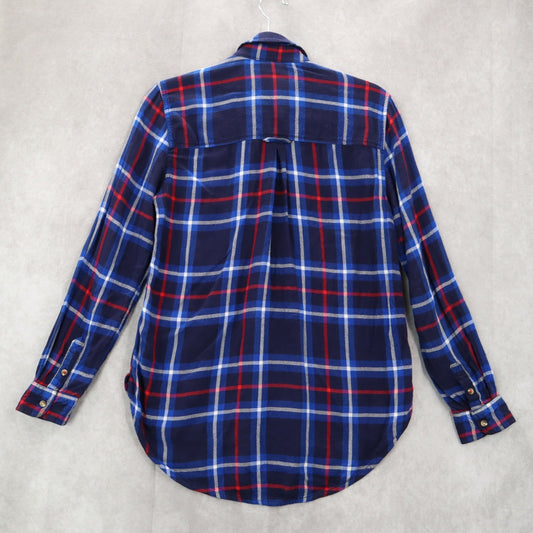 American Eagle Outfitters Boyfriend Fit Blue Flannel Plaid Lumberjack Rugged XS