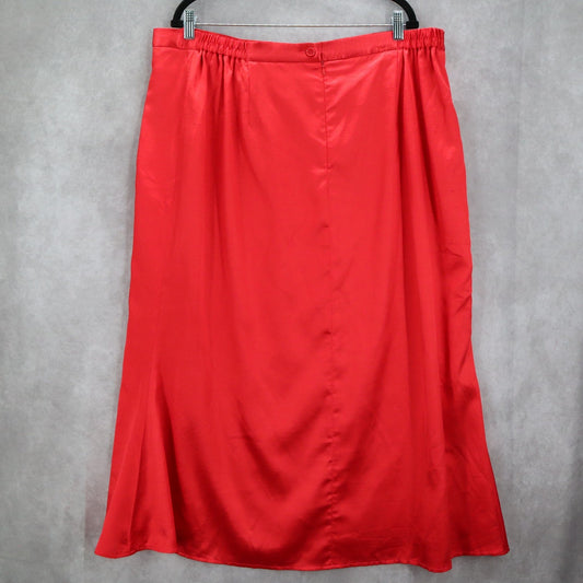Ashro Red Formal Flare Long Party Satin Chic Vintage Cherry Maxi Skirt Plus 22W