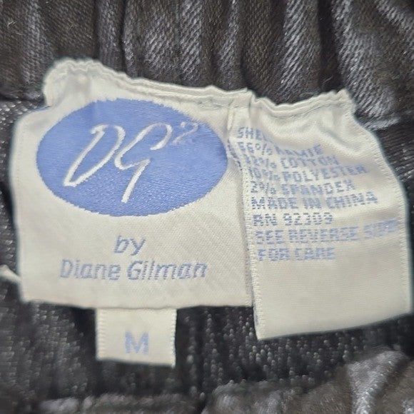 Diane Gilman Black Pull On Straight Classic Elastic Denim Pants Jean M Medium