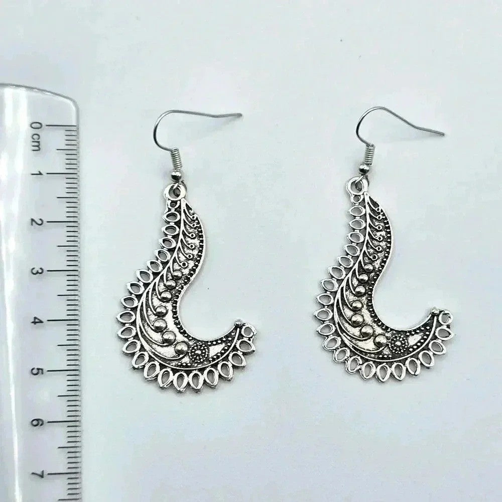Silver Dangle Floral Hoop Stud Earring Fashion Boho Retro Jewelry ZB01#05