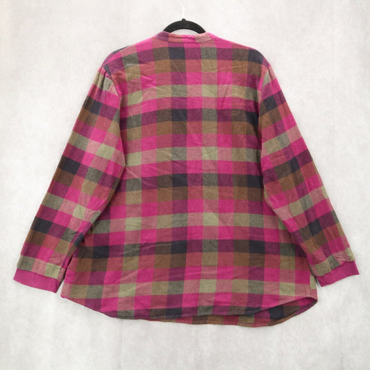 Blair Purple Flannel Plaid Floral Embroidered Western Boho Cotton Indie Large