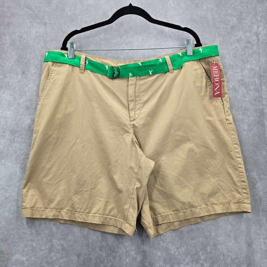 Merona Bermuda Cotton Tan Brown Shorts Pants Green Belt Bottoms 18