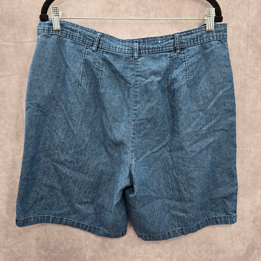 White Stag Blue Cotton Jeans Flat Front Bermuda Bottoms Pants Shorts Plus 14