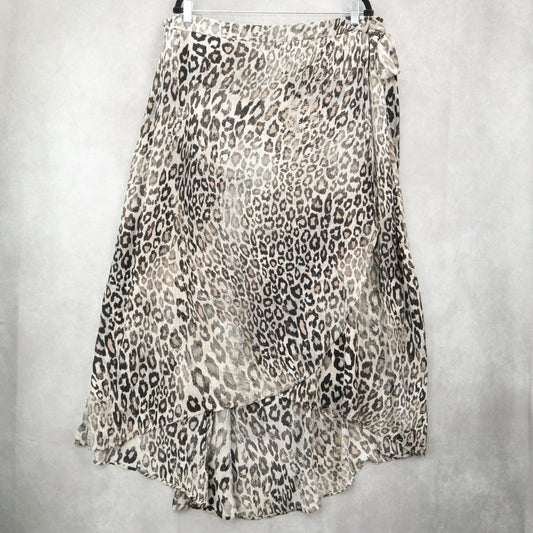 Bobeau Gray Animal Print Maxi Wrap High Low Romantic Chic Flare Skirt Plus 3X