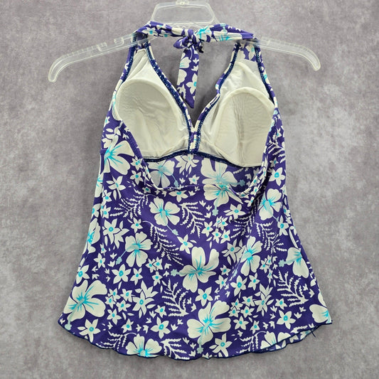 Purple Floral Halter Padded Tie Swimwear Tankini XL Extra Large