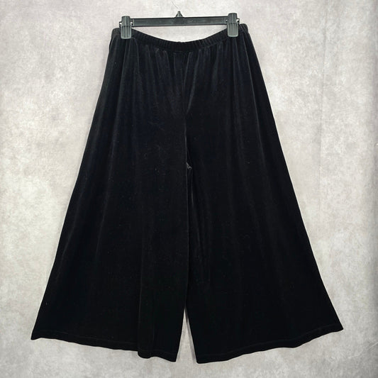 White Stag Black Velvet Crop Pants Ultra Wide Leg Boho Stretchy Capri M Medium