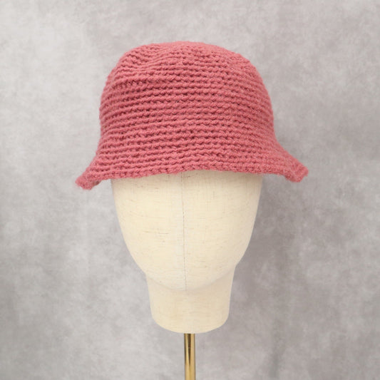 Pink Cable Knit Handmade Y2K Cozy Preppy Vintage Bucket Beanie Cap Hat