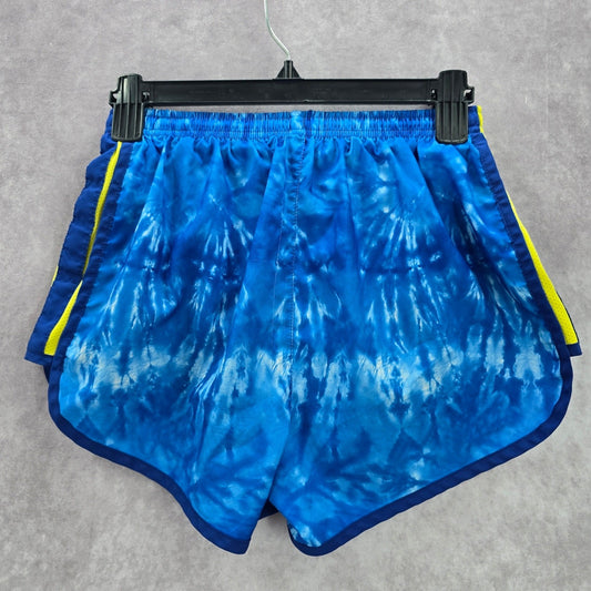 Nike Dri Fit Blue Yellow Stripe Running Active Sports Pant Shorts Extra Small XS