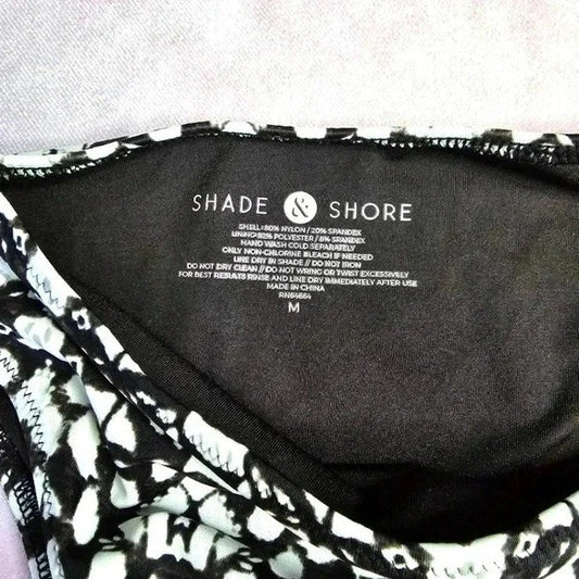 Shade & Shore Black White Bikini Bottoms Swimwear Swimsuit Size Medium