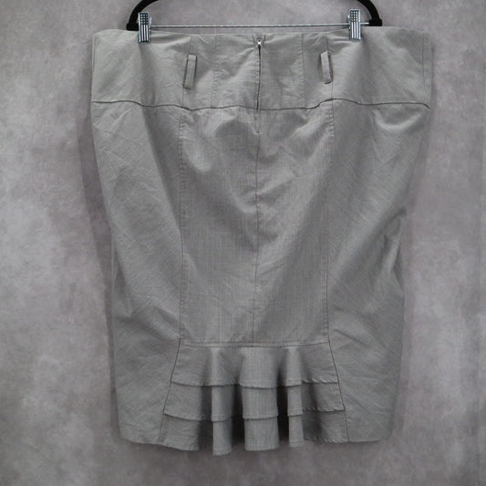 Torrid Gray Pencil Ruffle Checker Belt Retro Casual Preppy Skirt Plus 22